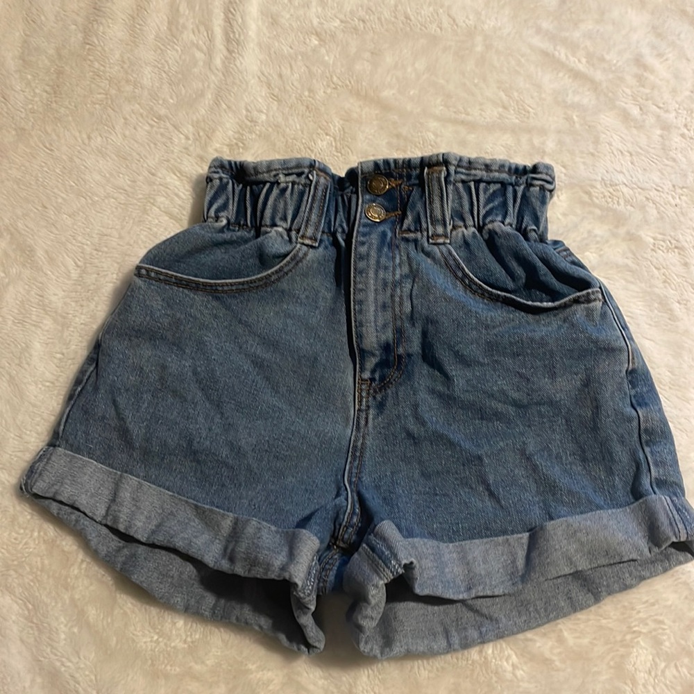 Jean paper bag shorts